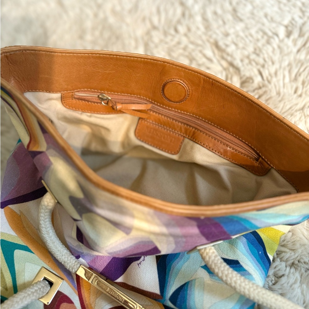 Missoni Multicolor Abstract Bucket leather canvas Shoulder Bag - Picture 7 of 15